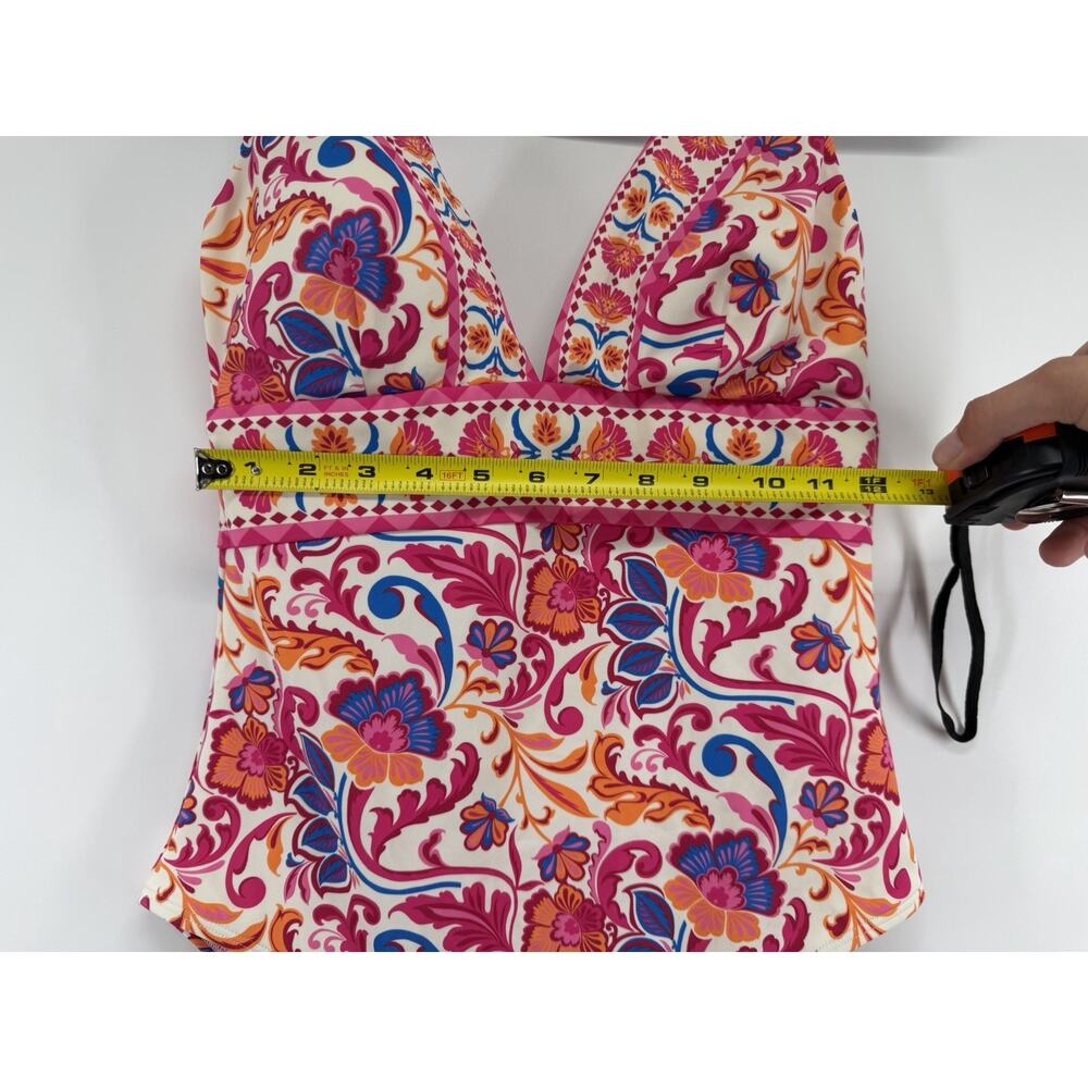 Boden Porto V-neck Swimsuit Pink Power, Flourishing Meadow Women’s Size 8R NWOT - Picture 6 of 8